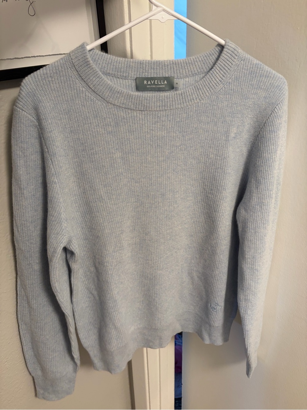 Ravella Sky Blue Ribbed Crewneck Sweater - Picture 5 of 10